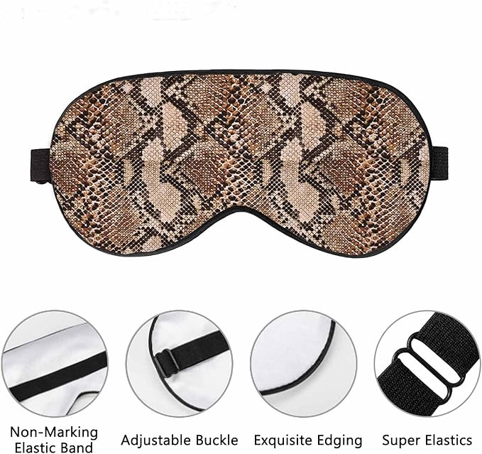 Brown Snake Skin Sleep Eye Mask Spotted Dot Men Women Sleep Mask with Adjustable Strap Eye Cover Eye Shade for Travel, Nap,Meditation - Bloomnest