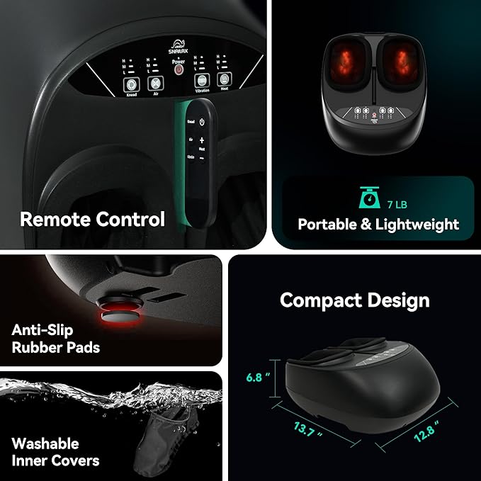 Snailax Foot Massager with Heat, Remote Control, Shiatsu Heated Foot Massager Machine with Deep Kneading, Rolling, Compression, Vibration, Size 13 - Bloomnest