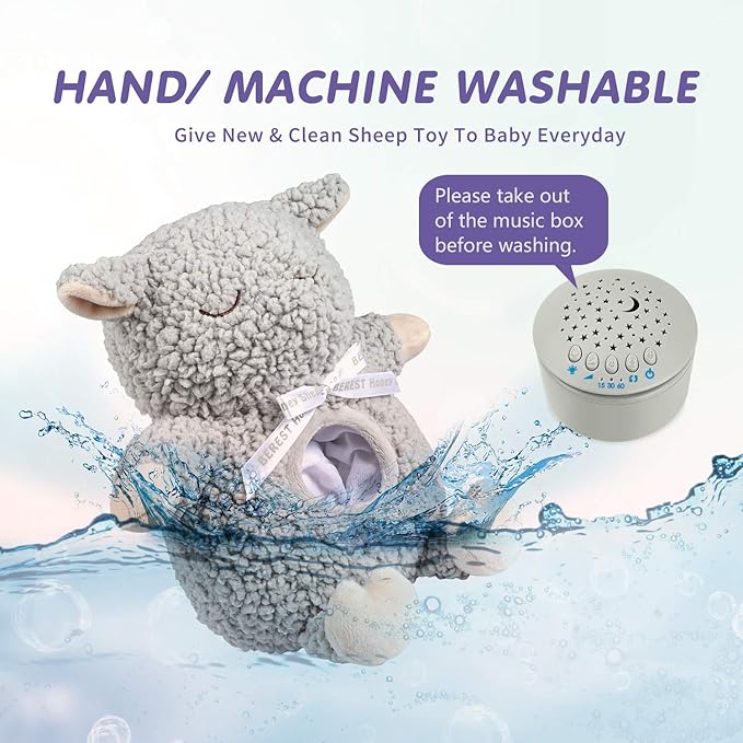 BEREST Baby Sleep Soother with Projector Night Light, Teddy Bear Sheep Musical Plush Toy with White Noise, Heartbeat, Shushing, Lullabies for Newborns, Boys & Girls Infants Shower Gift - Bloomnest