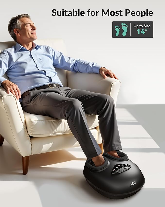 Snailax Foot Massager with Heat, Shiatsu Feet Massager Machine for Plantar Fasciitis Neuropathy, Rolling Compression Foot Massage, Fits Size up to 14“ Multiple Modes, Gifts for Parents - Bloomnest