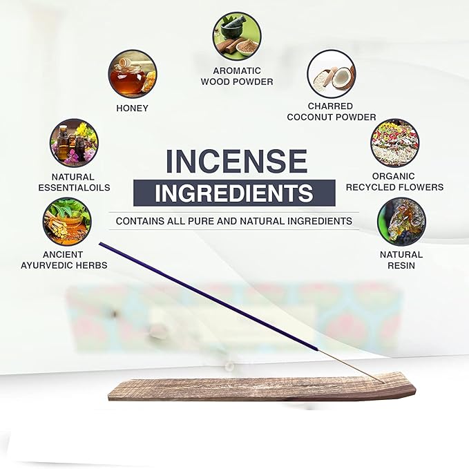DharmaObjects Premium 180 Incense Sticks - Mix 6 Fragrances, Palo Santo, Sandal Wood, Nag Champa, White Sage, Rose and Patchouli Incense Gift Set Include 6 Holders DharmaObjects