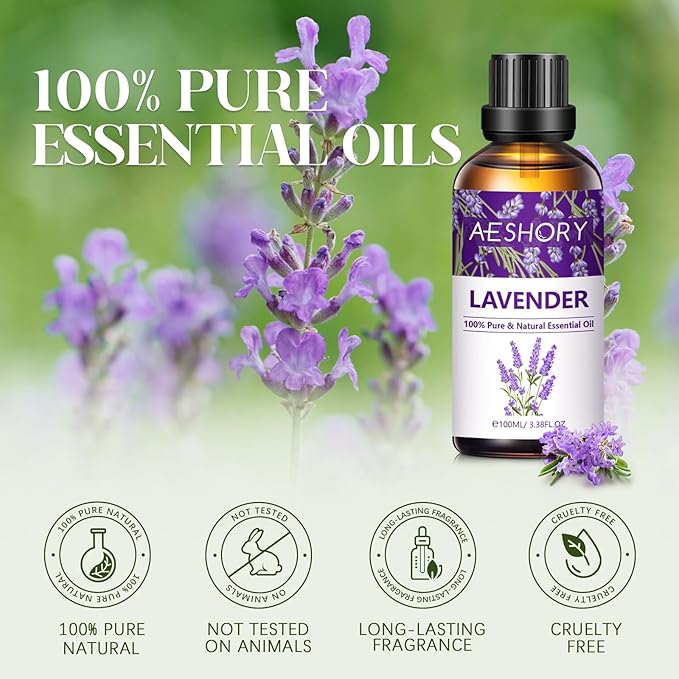 Lavender Essential Oils 3.38FL.OZ - Aromatherapy Essential Oils for Diffusers for Home, Lavender Scented Oils for Massage, Soap Candle Making Scents - 100ML - Bloomnest