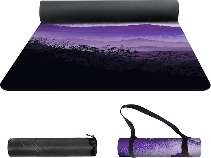 nuveti Yoga Mat Print Extra Thick TPE Non Slip Fitness Exercise Mat with Carrying Bag,72"x24" Extra Thick 6MM Exercise & Workout Mat for Yoga, Pilates Fitness and Floor Exercises - Bloomnest