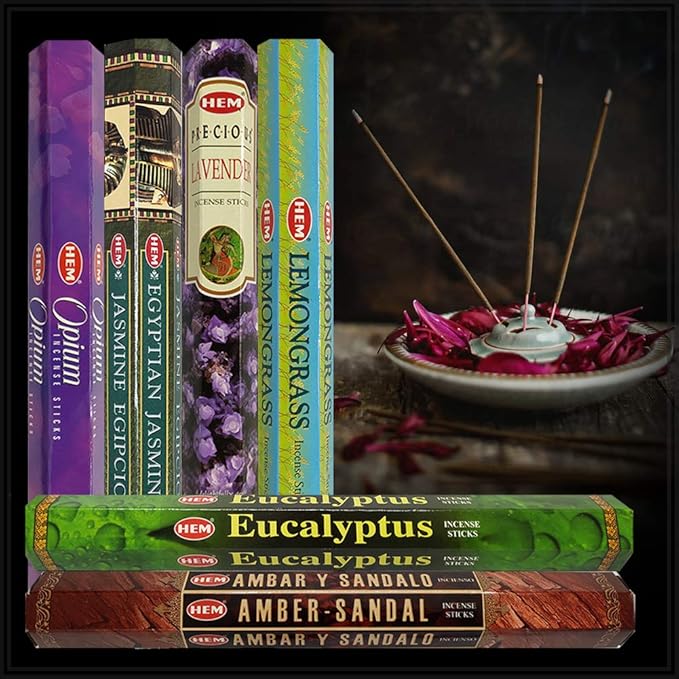 Hem Incense Sticks Variety Pack #28 and Incense Stick Holder Bundle with 6 Outstanding Fragrances - Bloomnest