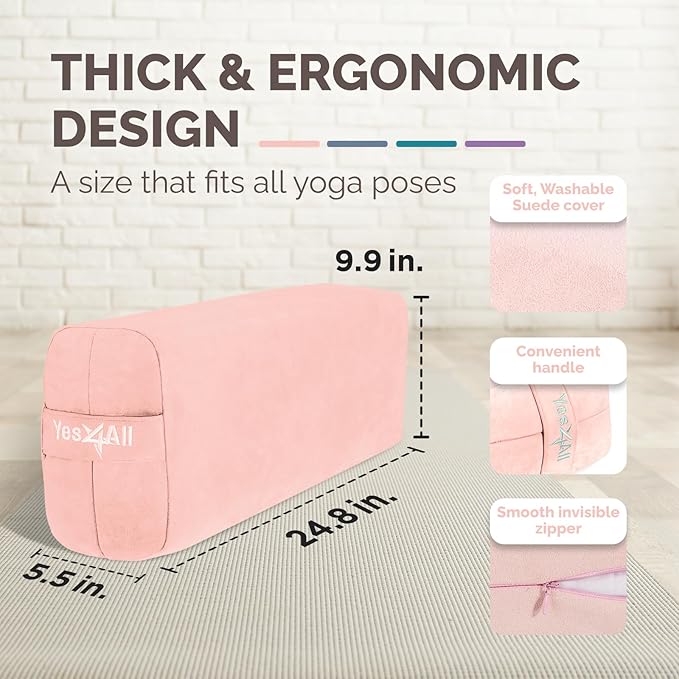 Yes4All Triple-Layer Sponge Yoga Bolster Pillow for Restorative Yoga & Meditation - Versatile Yoga Support Pillow, Balance & Poses Modification - Bloomnest