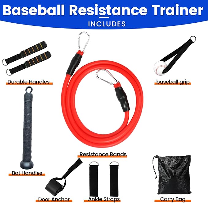 Baseball Resistance Trainer,Training Aid for Baseball Softball Pitchers,Interchangeable Grips to Build Arm Strength,Arm Bands for Baseball Players,Baseball Throwing Trainer,Great to Warm-Up - Bloomnest
