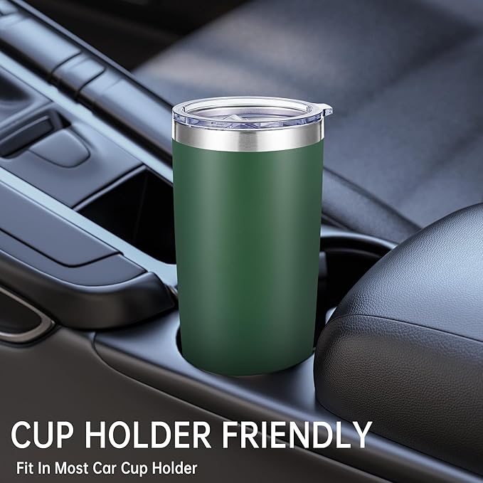 20 oz Tumblers Bulk Stainless Steel Tumbler with Lid Double Wall Vacuum Insulated Coffee Mug 20oz Powder Coated Cup for Hot and Cold Drinks, Dark Green, 12 pack - Bloomnest