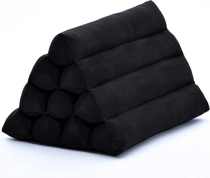 Leewadee Triangle Cushion – Comfortable Backrest for TV or Reading, Incline Pillow for Relaxing Made of Kapok, 20 x 13 x 13 inches, Black - Bloomnest