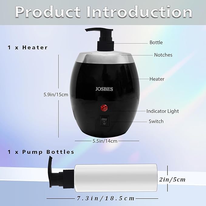 Warmer Oil Massage Lotion Warmer Kit for Professional Massage Therapy With Essential Oil Heater Bottle Dispenser Pump Funnel,15 Minutes Rapid Heating Machine- Ideal for Salon and Spa Use (Black) - Bloomnest