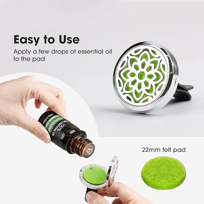 ttstar Car Diffuser Vent Clip - 30mm Aromatherapy Essential Oil, 3 Car Air Fresheners Vent Clips with 36 Refill Pads and 5 Essential Oils Gift for Women - Bloomnest