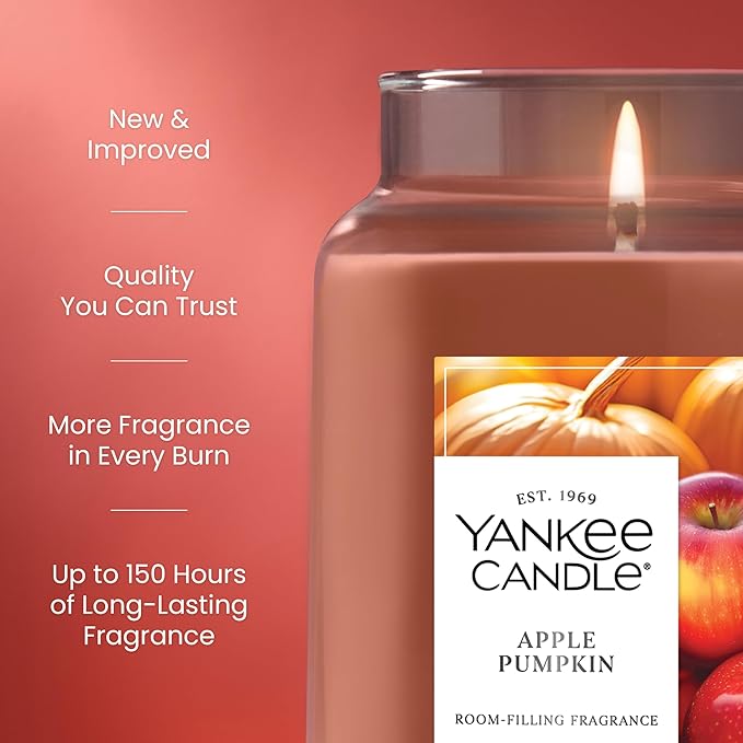 Yankee Candle Apple Pumpkin, Fall Scented Candle, 22oz Large Jar with up to 150 Hour Burn Time - Bloomnest