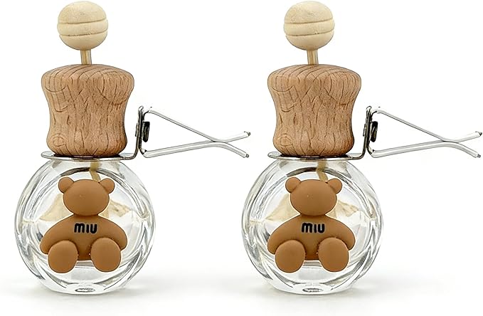 2 Pack Car Air Freshener Diffuser Bottle Refillable Empty Glass Perfume Bottle with Vent Clip, Drift Car Air Freshener Clip Essential Oil Diffuser for Car Oil Diffusers Interior Decor-A5 - Bloomnest