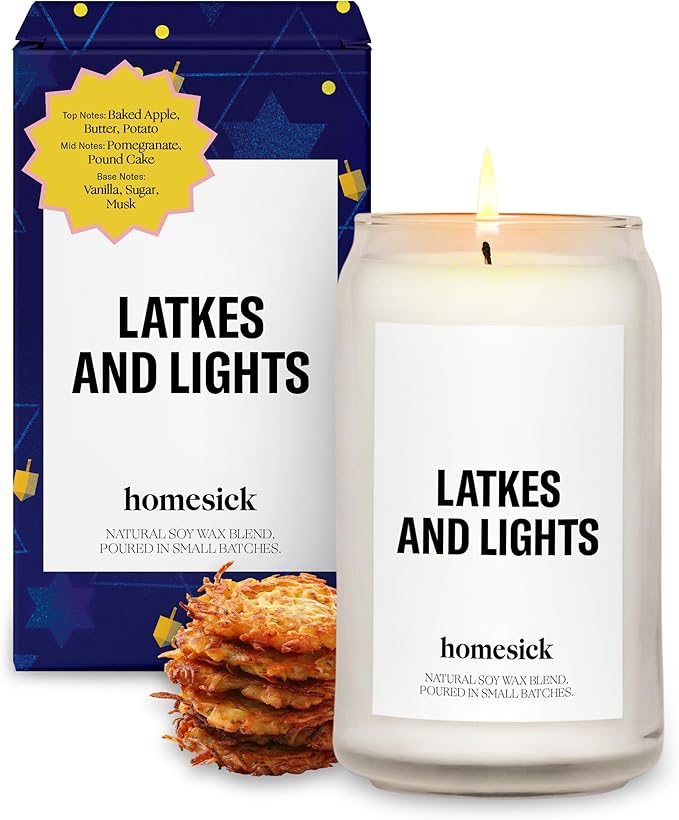 Homesick Scented Candles for Home (Latkes and Lights) - 13.75 oz Long-Lasting Soy Wax Blend Jar Candle Gifts for Women & Men, 60-80 Hours Burn Time - Notes of Fresh Mineral Springs, Water Lotus & Pine - Bloomnest