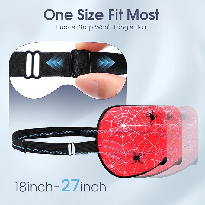 2 Pcs Sleep Mask for Kids Boys, Silk Eye Covers for Sleeping, Adjustable Strap & Light Blocking Design, Adult Children's Bedtime Blindfold for Travel and Home Use (Spider) - Bloomnest