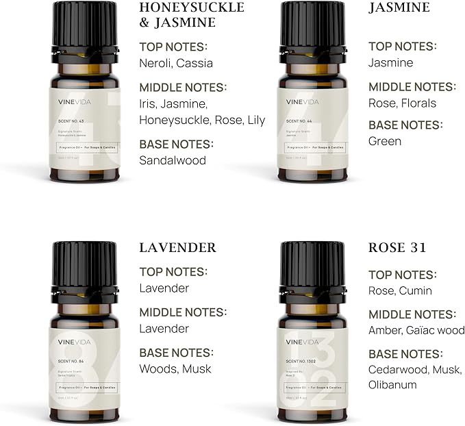 VINEVIDA [Set of 8] Floral Scents for Candle Making, Made in USA Candle Fragrance Oil, Soap Making Essential Oils, Diffuser Oil Scents - Bloomnest