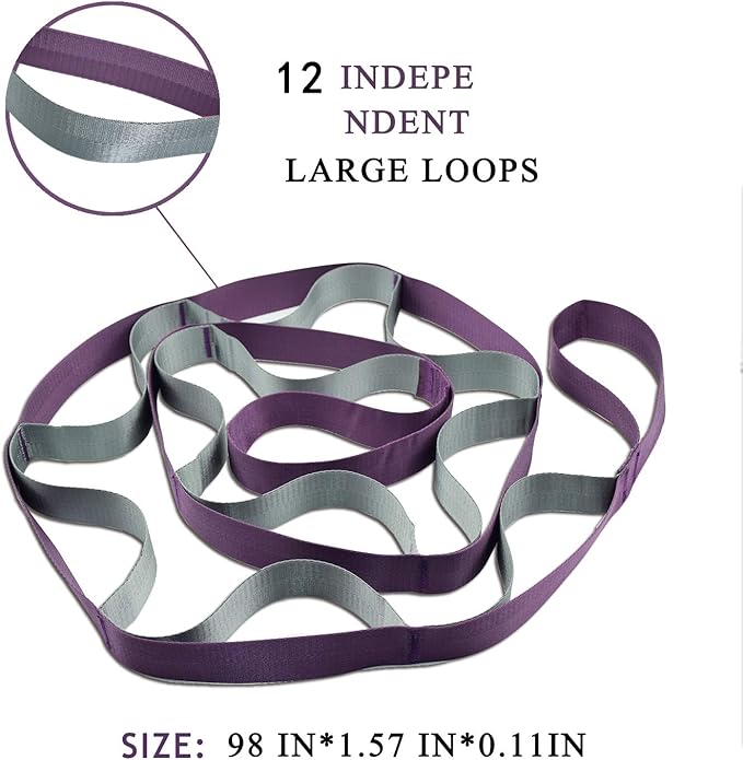 SANKUU Yoga Straps Stretching Strap with 12 Loops Workout Poster, Straps for Stretching Physical Therapy Equipment Long Stretch Out Bands for Exercise, Pilates and Gymnastics for Women Men - Bloomnest