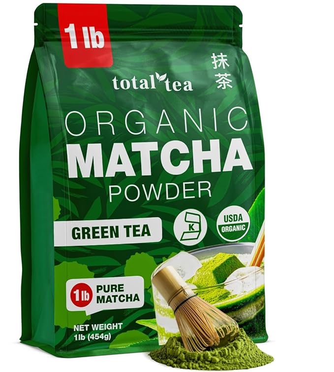 Organic Matcha Green Tea Powder (1lb) – Certified USDA Organic Powder for Matcha Latte, Tea, and Smoothies – Kosher, Non-Gmo, Antioxidant Rich Fruit Tea by Total Tea - Bloomnest