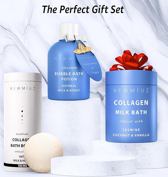 Creamy Coconut Collagen Milk Bath Soak Powder Moisturize & Soften Skin – Vanilla Jasmine Luxury Spa Bubble Bath Salt Mother's Birthday Christmas Relaxation Gifts for Women Perfect Stocking Stuffers - Bloomnest