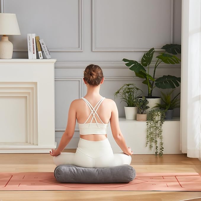Meditation Cushion Bolster Pillow for Restorative Yoga – Supportive Cushion for Meditation, Pilates, and Relaxation – Filled with Buckwheat Hulls - Removable Cover - Bloomnest