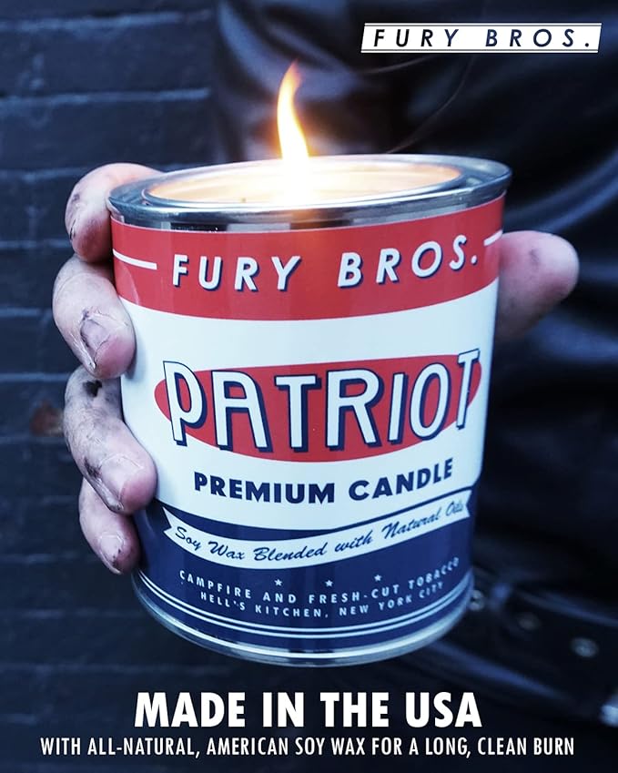 Long-Burning, One-Pint Premium Candles for Men | Vintage Inspired Oil Can Design | Arrowhead - Smoked Tonka & Pipe Tobacco | Soy Wax, Vegan Friendly, Made in The USA | Fury Bros. | Classically Cool - Bloomnest