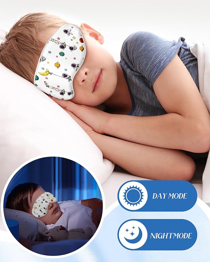 Kids Sleep Mask - Silk Eye Mask for Kids Cute Cartoon Cool Kawaii Soft Smooth Lightweight Boys Girls Teens Sleeping Mask with Adjustable Straps, Astronaut - Bloomnest