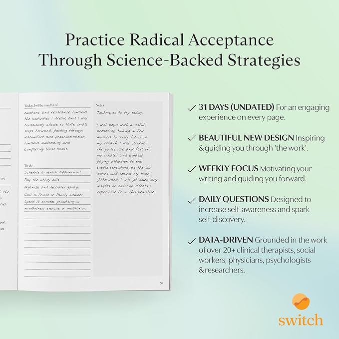 Switch Research Complete Mindfulness Planner Bundle - 3 Planners - Evidence-Based Life Organizer Set - 93-Day Goal Planner Collection to Develop Radical Acceptance - Daily planner With Prompts Bundle - Bloomnest