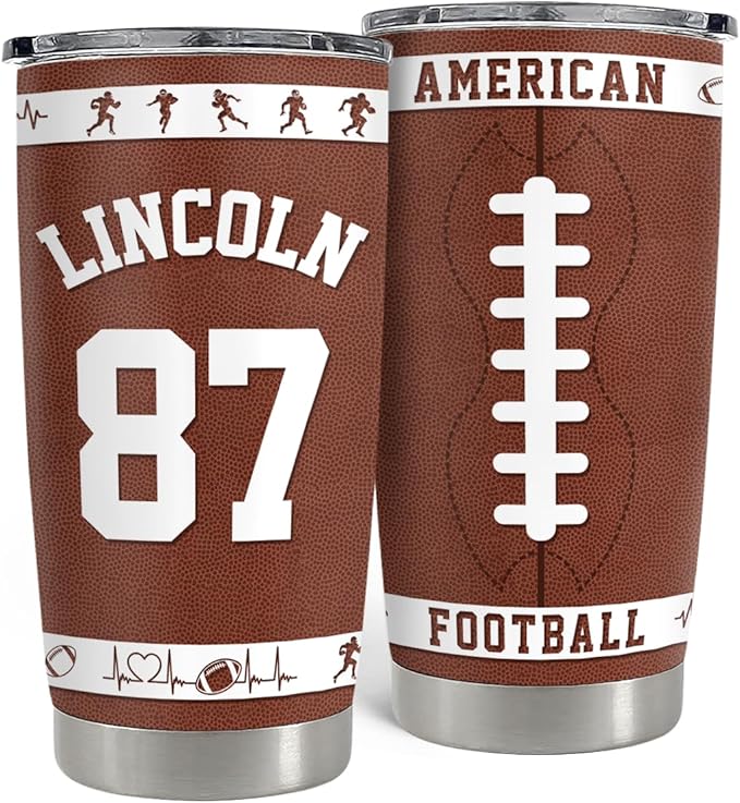SANDJEST Football Tumbler 20oz 30oz Insulated Stainless Steel Coffee Cup Travel Mug Gift for Coaches Men Women Gifts for Football Fans Birthday Christmas - Bloomnest