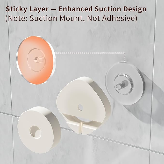KEGII Suction Cup Shower Caddy, 2 Pack Shower Suction Shelf with Soap Holder & Hooks, No Drilling Bathroom Organizer, Stainless Steel Shampoo Holder for Bathroom Storage Basket, Cream White - Bloomnest