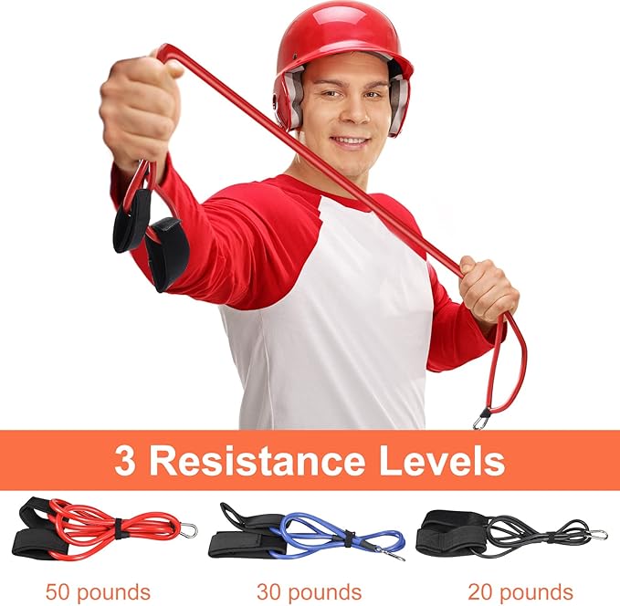 Skylety 3 Pcs Baseball Resistance Bands Youth & Adult Exercise Baseball Pitching Training Bands, 3 Levels 20/30/50 Lbs - Bloomnest