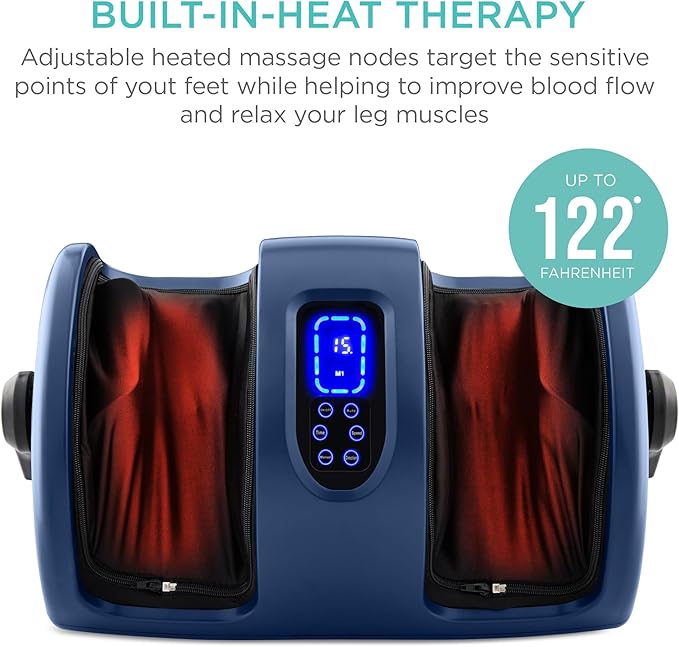 Best Choice Products Heated Shiatsu Foot Massager for Pain Relief, Plantar Fasciitis, Neuropathy, Blood Circulation w/Compact Design - Navy Blue - Bloomnest
