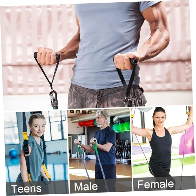 Garneck 4pcs Resistance Band Handles Plastic D Ring Exercise Strap Foam Handle Band Fitness Equipment for Home Gym Overhead Strength Training Stretching Black - Bloomnest