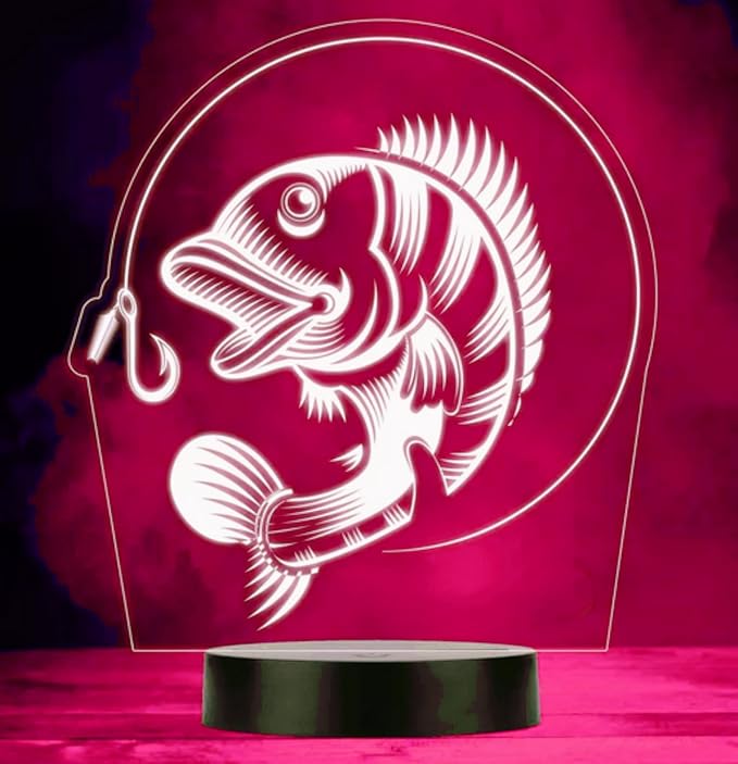 3D Fishing Fish Night Light Optical Illusion Led Lamp 16 Colors Changing Birthday Xmas Gift for Boys and Girls Kids Children Room Decor - Bloomnest