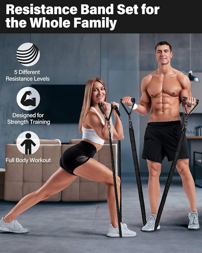 Resistance Bands, Exercise Bands, Resistance Bands for Working Out, Pull Up Assistance Bands, Work Out Bands with Handles for Men and Women Fitness, Strength Training Equipment - Bloomnest