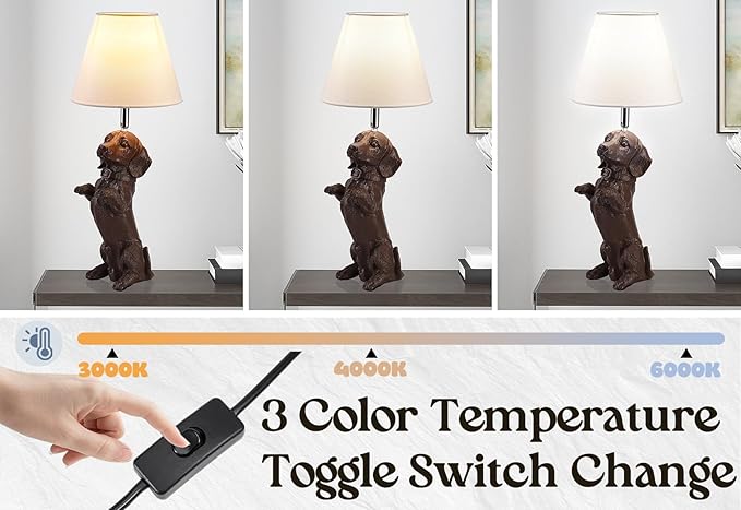Dachshund Dog Table Lamp Cute Modern Resin Desk Lamp Creative Brown Puppy Nightstand Lamp for Living Room Bedroom Corner Kid’s Room Office - Bloomnest