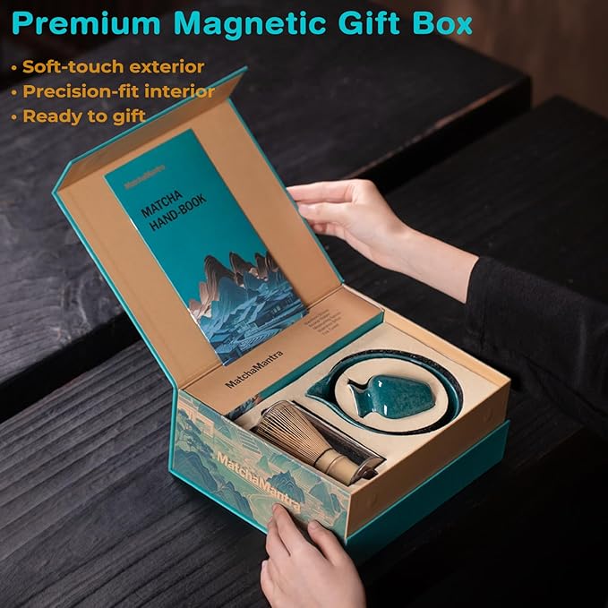 Premium Matcha Ceremony Set – Complete 9-Pcs Ritual Kit – Presented in Luxury Magnetic Gift Box, Perfect for Gifting or Self-Care (Parrot Green) - Bloomnest