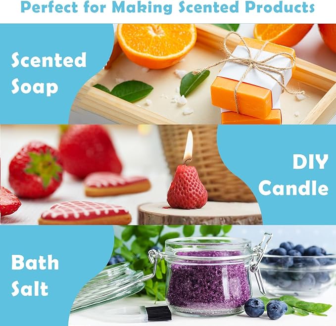 Holamay Fruit Essential Oils for Diffusers for Home, Fragrance Oil for Soap Making, Candle Scents for Candle Making 30ml x 10 - Coconut, Strawberry, Mango, Pineapple, Large Size Aromatherapy Oils Set - Bloomnest