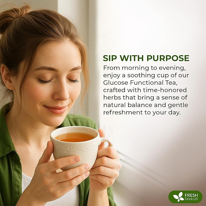 FreshDrinkUS, Glucose Functional Loose Leaf Tea | 4oz | Herbal Blend of Gymnema, Milk Thistle, Dandelion Root, Cinnamon & Ashwagandha – Naturally Caffeine-Free, Premium Quality, Balanced Flavor. Vegan - Bloomnest