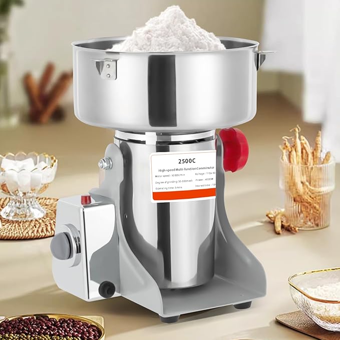 Electric Grain Mill Grinder, 2500g/5.51lb High-speed 32000r/min Food Grinder, 110V 4500W Countertop Grain Mill for Dry Spice Herbs Grains Coffee Rice Pepper (2500g) - Bloomnest