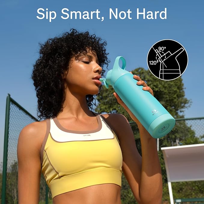Insulated Water Bottle with Straw - Encool Stainless Steel Water Bottle, Reusable Leakproof and BPA-Free for Sports, Travel, Cold for 24 Hours, 24 oz, Mint Green ENCOOL