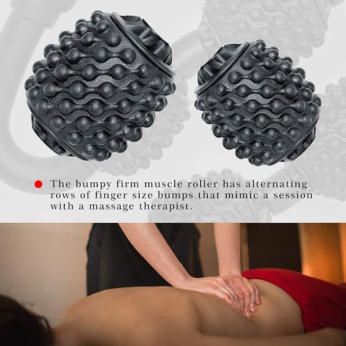 Cellulite Massage Tool Muscle Roller - Deep Fascia Massager & Dimpled Skin Remover for Legs, Thighs & Buttocks - Anti-Cellulite Roller, Smooth Skin, Pain Reliefs （Orange Gray -4wheel） - Bloomnest