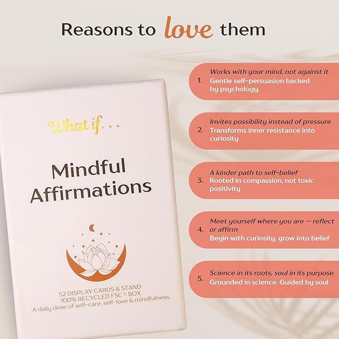 Ariond What If... Mindful Daily Affirmation Cards for Women, Motivational Cards with Display Stand, Encouragement Gifts for Women, Gifts for People with Anxiety - Bloomnest