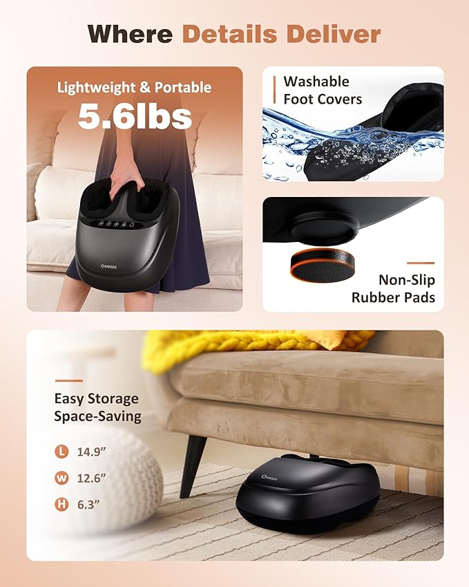 Foot Massager Machine with Heat, Shiatsu Deep Kneading Foot Massager with Remote, Compression, Multi-Massage Modes, Auto-Off Timers, Gifts for Women Men - Bloomnest