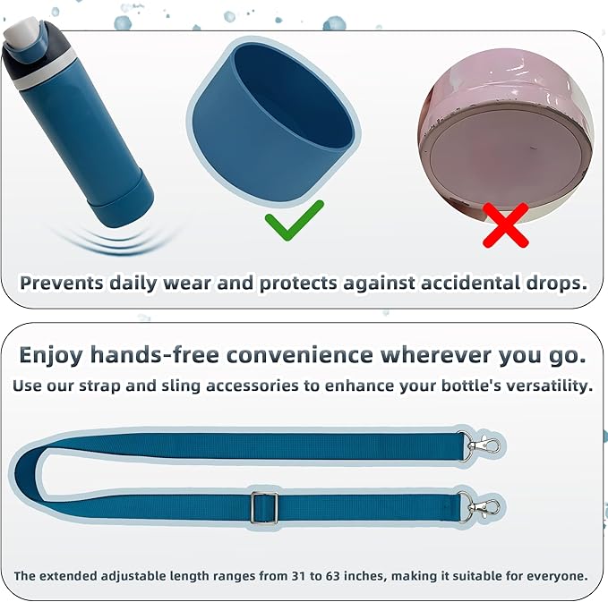 Silicone Boot Set for Owala Water Bottle 24 oz, 32 oz, 40 oz - Includes Non-Slip Sleeve, Shoulder Strap & Handle Strap, Perfect Owala Accessories, Fits Owala Tumbler, Owala FreeSip, Candy Coated SITKOL