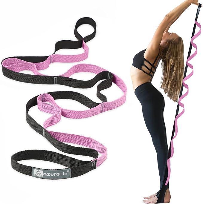 Premium Durable Stretch Straps with Loops, Stretching Strap for Physical Therapy, Multi-Loop Yoga Strap Fitness Exercise Strap for Yoga, Pilates, Dance, Flexibility&Exercise - Bloomnest