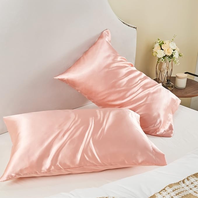 BEDELITE Satin Pillowcase for Hair and Skin, Super Soft and Cooling Similar to Silk Pillow Cases 2 Pack with Envelope Closure, Gift for Women Men(20"x30" Queen Size, Coral) - Bloomnest