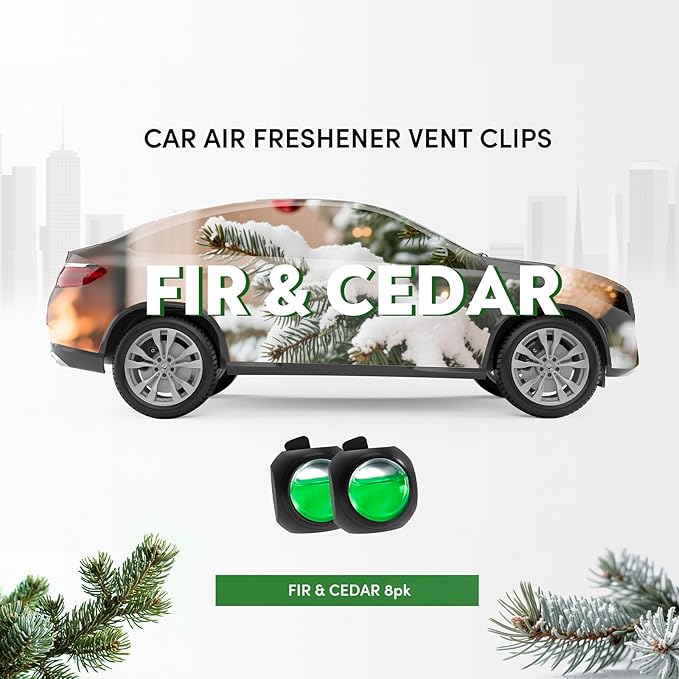 Car Air Freshener Vent Clips, 8 Pack, Provides Long-Lasting Scent, Up to 240 Days, Odor Eliminator (Cedar) - Bloomnest