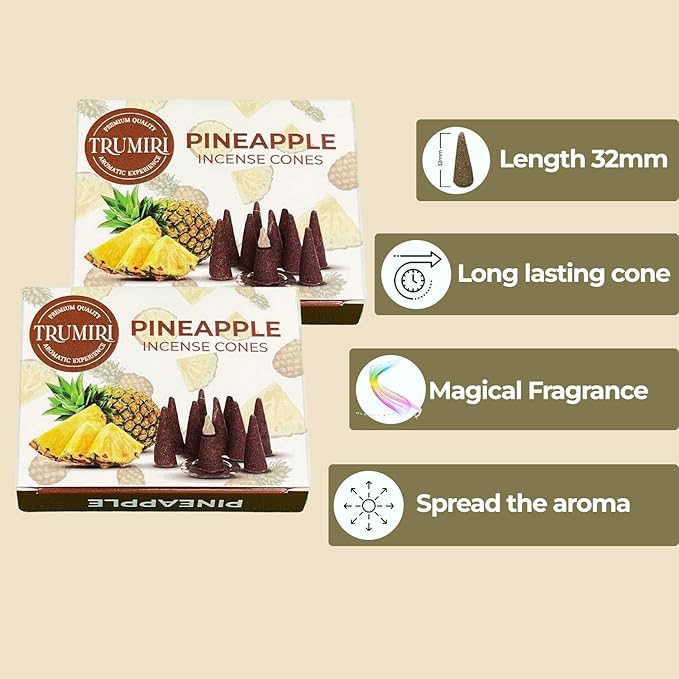 Pineapple Incense - 60 Cones, Six Packs of 10, Scented TRUMIRI