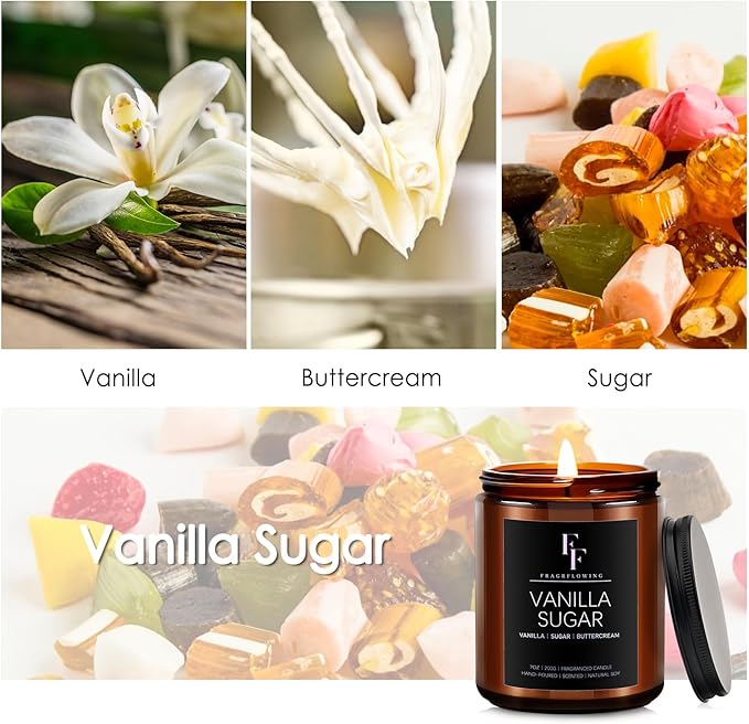 Vanilla Sugar Scented Candles for Home, Soy Wax Candle Aromatherapy Candles Gift for Women Men, 7oz - Bloomnest