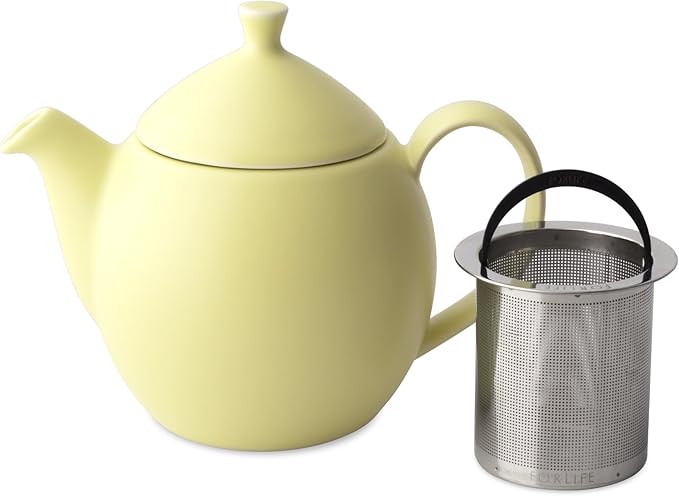 FORLIFE Dew Teapot with Basket Infuser, Lemon Grass, 14 oz/414ml