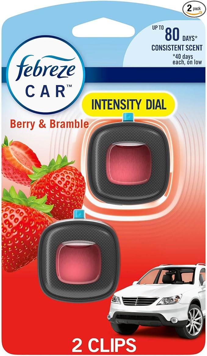 Febreze Car Air Freshener Vent Clip Berry & Bramble Scent, .06 oz. Car Vent Clip, 2 Count - Bloomnest